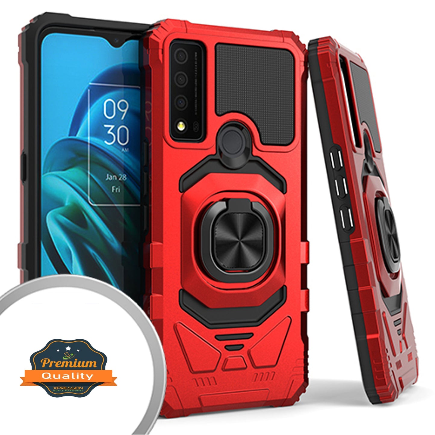 For Nokia G400 Armor Hybrid Stand Ring Hard TPU Rugged Full-Body Protective [Military-Grade] Magnetic Car Ring Holder Red Phone Case Cover