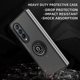 For Samsung Galaxy Z Fold 3 5G Finger Ring Stand Holder Kickstand Hybrid Frosted Matte Silicone TPU Hard PC Frame Shock-Absorption  Phone Case Cover