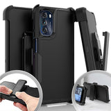 For Motorola Moto G 5G 2022 Heavy Duty Rugged Shockproof Full Body Protection Hybrid Kickstand with Swivel Belt Clip Holster Black Phone Case Cover