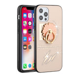 For Apple iPhone 13 Pro Max (6.7") Diamond Bling Sparkly Glitter Ornaments Engraving Hybrid Armor with Ring Stand Holder Fashion  Phone Case Cover