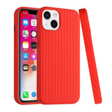 For Apple iPhone 13 (6.1") Ultra Thin Silicone Rubber Stripe Woven Design Pattern Hybrid TPU Gel Rugged Drop Protection  Phone Case Cover