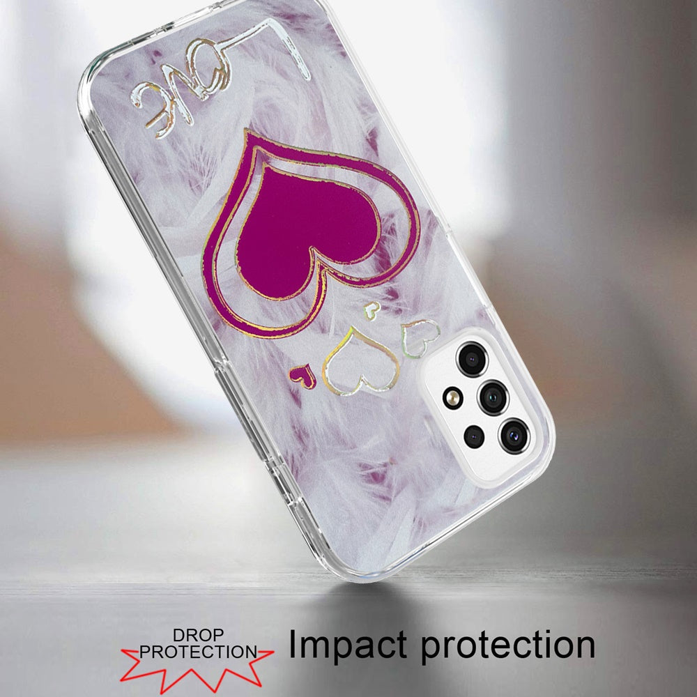 For Apple iPhone 13 Pro Max 6.7" Stylish Gold Layer Printing Design Hybrid Rubber TPU Hard PC Shockproof Armor Rugged Love Phone Case Cover