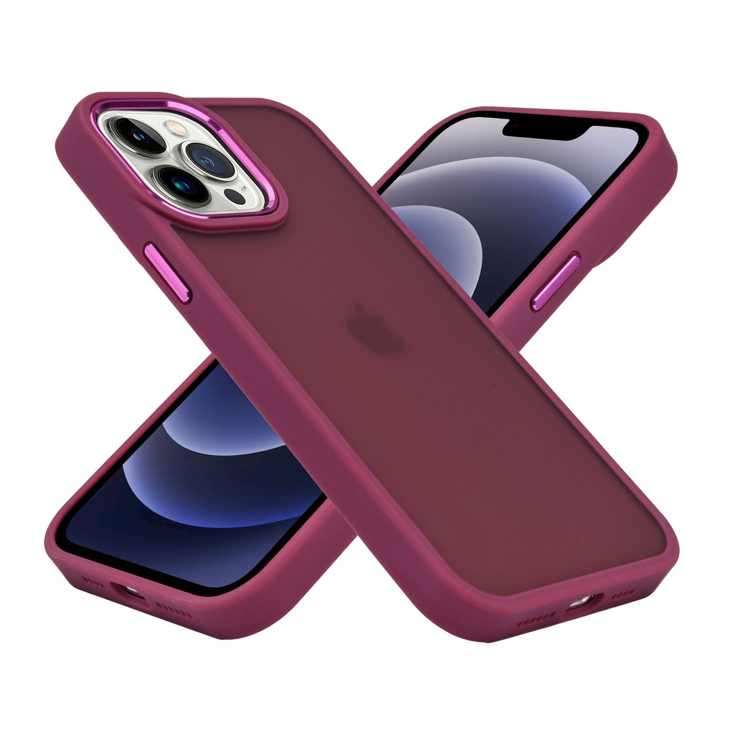 For Apple iPhone 14 Plus (6.7") Slim Fit Hybrid Frosted Matte Polished Oil Thick Acrylic Hard PC TPU Frame  Phone Case Cover