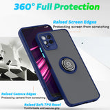 For T-Mobile Revvl 6 Pro 5G Hybrid Frosted Matte Hard Back PC + TPU Frame with Magnetic Ring Holder Stand Kickstand Black Phone Case Cover