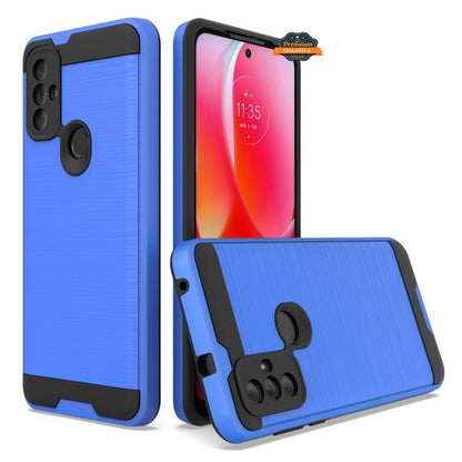 For Motorola Moto G Pure Rugged TPU Hard PC Brushed Metal Texture Hybrid Dual Layer Defender Armor Shock Absorbing  Phone Case Cover