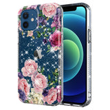 For Apple iPhone 8 Plus/7 Plus/6 Plus/6s Plus Slim Hybrid Shiny Glitter Clear Floral Pattern Bloom Flower Design Hard PC  Phone Case Cover