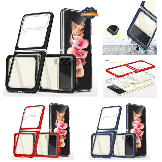 For Samsung Galaxy Z Flip 3 5G Clear Crystal Transparent Shock Absorption Hybrid Slim Hard PC Anti-Scratch Shell Protective  Phone Case Cover