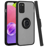 For Samsung Galaxy A03S Hybrid PC and TPU Shockproof with 360° Rotation Ring Magnetic Metal Stand & Covered Camera  Phone Case Cover