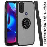 For Motorola Moto G Power 2022 Hybrid Protective PC & TPU Shockproof with 360° Rotation Ring Magnetic Metal Stand & Covered Camera  Phone Case Cover