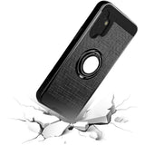For Apple iPhone 13 Pro (6.1") Hybrid Ring Stand Brushed with 360 Rotating Ring Magnetic Bracket Dual Layer TPU Armor Texture Rugged  Phone Case Cover