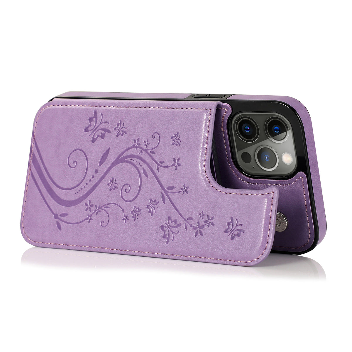 For Apple iPhone 14 Pro (6.1") Luxury Wallet PU Leather [Two Magnetic Clasp] [Card Slots] Stand Back Storage Flip  Phone Case Cover