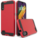 For Samsung Galaxy A71 5G Hybrid Rugged Brushed Metallic Design [Soft TPU + Hard PC] Dual Layer Shockproof Armor Impact Slim Red Phone Case Cover