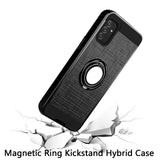 For Samsung Galaxy A13 5G Hybrid Ring Stand Brushed with Rotating Ring Magnetic Bracket Dual Layer TPU Shockproof Texture Rugged  Phone Case Cover
