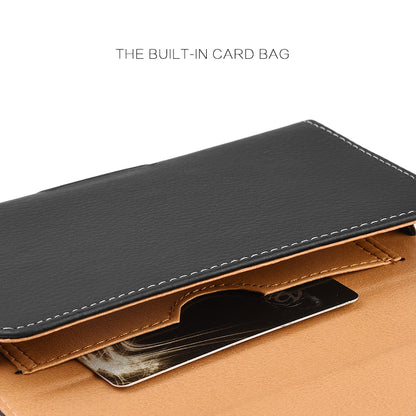 For Nokia C200 Horizontal Universal Carry Pouch Cell Phone Case PU Leather Holster Belt Clip Loop Card Slot & Magnetic Closure [Black]