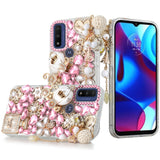 For Motorola Moto G Pure Bling Clear Crystal 3D Full Diamonds Luxury Sparkle Transparent Rhinestone Hybrid Bumper  Phone Case Cover