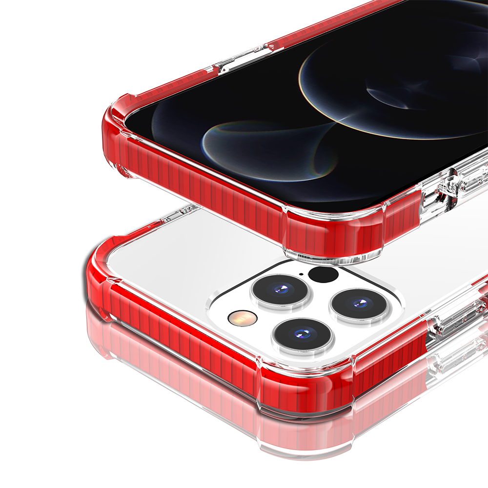 For Apple iPhone SE 3 (2022) SE/8/7 Slim Hybrid Transparent Rubber Gummy Gel Hard PC Silicone TPU Color Bumper Frame Clear / Red Phone Case Cover