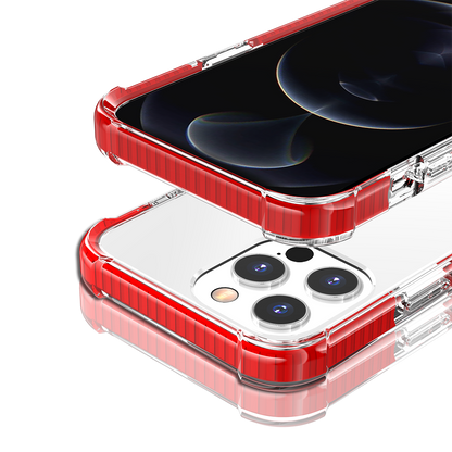 For Apple iPhone SE 3 (2022) SE/8/7 Slim Hybrid Transparent Rubber Gummy Gel Hard PC Silicone TPU Color Bumper Frame Clear / Red Phone Case Cover