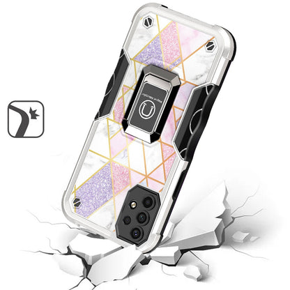 For Samsung Galaxy A23 5G Marble Stone Design Hybrid Armor with Magnetic Ring Stand Kickstand Heavy Duty Rugged  Phone Case Cover