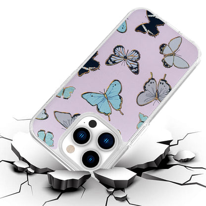 For Apple iPhone SE 3 (2022) SE/8/7 Stylish Gold Layer Printing Design Hybrid Rubber TPU Hard PC Shockproof Armor Butterflies Phone Case Cover