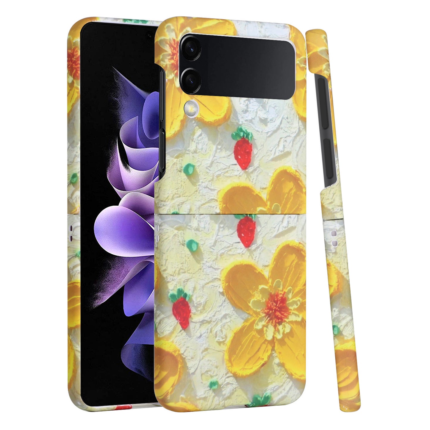 For Samsung Galaxy Z Flip 4 5G Bliss Floral Stylish Design Hybrid Rubber TPU Hard PC Shockproof Armor Slim  Phone Case Cover