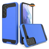 For Samsung Galaxy S22+ Plus Slim Rugged TPU + Hard PC Brushed Texture Hybrid Dual Layer Defender Armor Shock Absorbing  Phone Case Cover