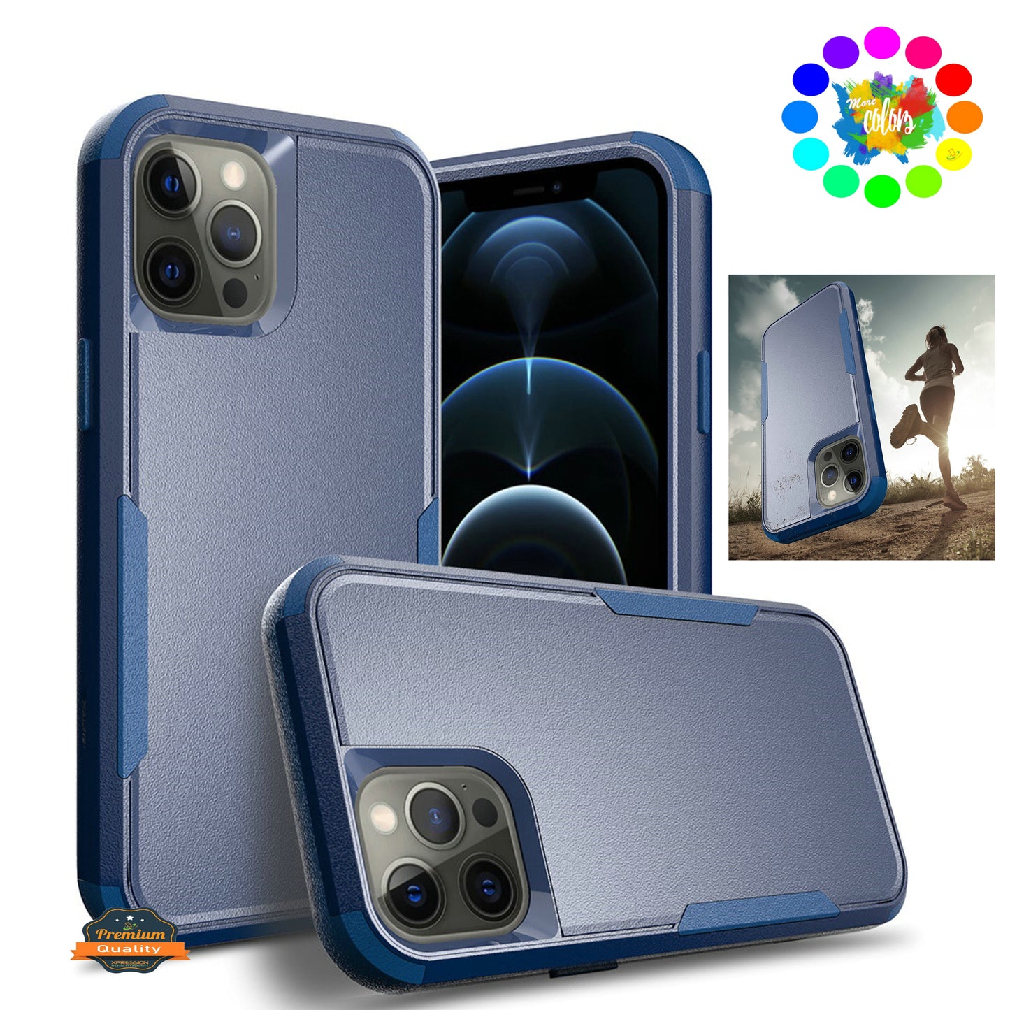 For Apple iPhone 14 /Plus Pro Max Heavy Duty Shockproof Dual Layer Drop Protection Tough Hybrid Rugged Rubber  Phone Case Cover