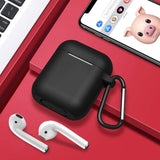 For Apple AirPods 2 & 1 Full Protective Silicone TPU Skin Accessories with Keychain [Front LED Visible] Hybrid Shockproof Black