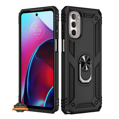 For Motorola Moto G Stylus 5G 2022 Shockproof Hybrid Dual Layer with Ring Stand Metal Kickstand Heavy Duty Armor Shell  Phone Case Cover