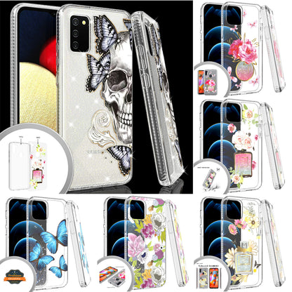 For Apple iPhone 14 (6.1") Clear Fashion IMD Pattern Design Hard Back PC Hybrid Bumper Armor TPU Soft Rubber Slim  Phone Case Cover