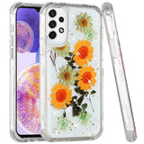 For Samsung Galaxy A23 5G Sparkle Glitter Floral Epoxy Design Shockproof Hybrid Fashion Bling Rubber TPU & Hard PC  Phone Case Cover