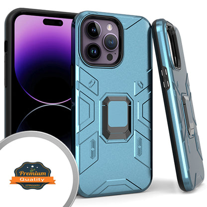 For Apple iPhone 14 Plus /Pro Max Hybrid Heavy Duty Armor Protective Bumper with 360° Degree Ring Holder Kickstand  Phone Case Cover