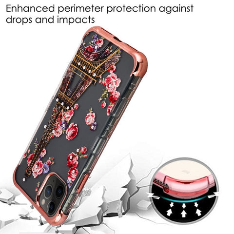 For Samsung Galaxy S10E Bling Stylish Design Hybrid Rubber TPU Hard PC Shockproof Armor Rugged Slim Fit Eifell Tower in Full Bloom Phone Case Cover