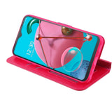 For TCL REVVL V Plus 5G Luxury Leather Wallet Case with Credit Card Holder Storage Lanyard Kickstand & Magnetic Flip Hot Pink Phone Case Cover