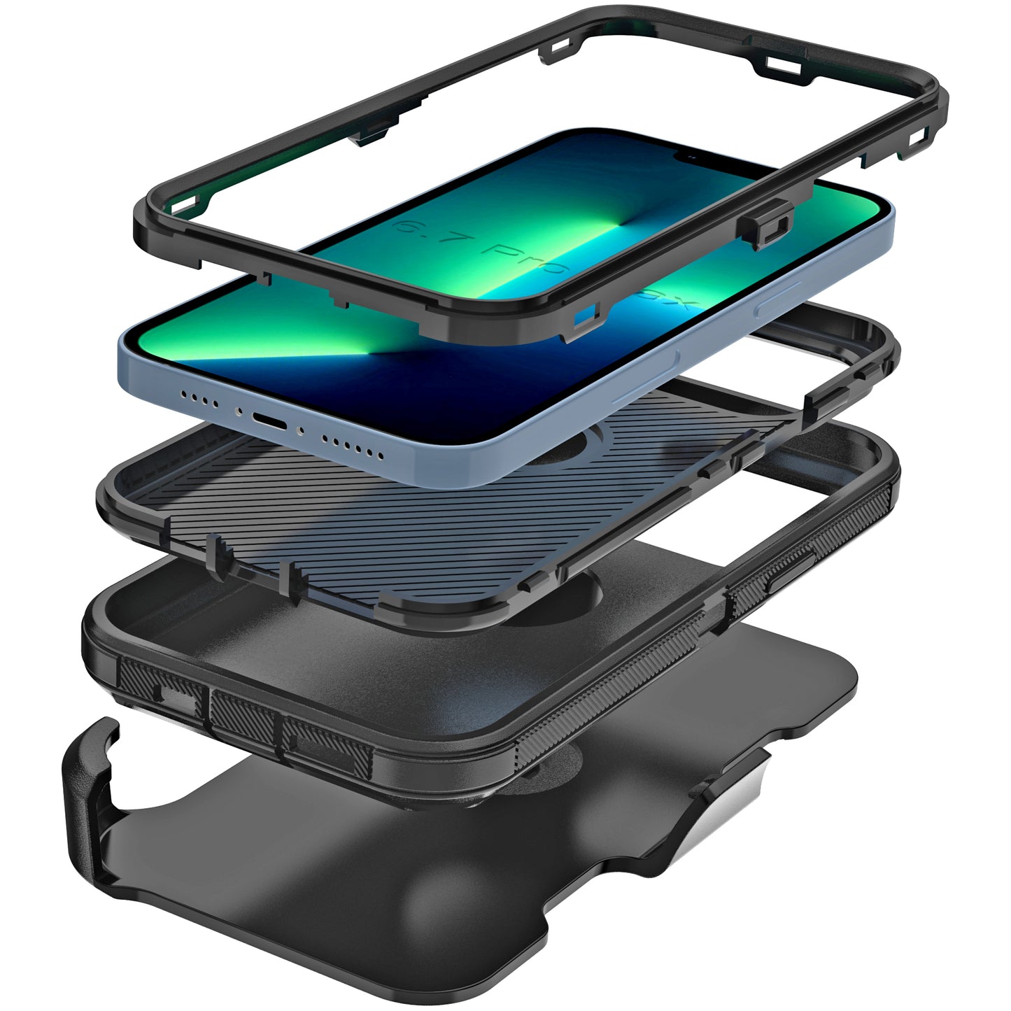 For Apple iPhone 14 /Pro Max Heavy Duty Hard PC + TPU Dual Protective Hybrid Combo Holster Belt Clip Stand  Phone Case Cover