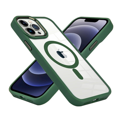 For Apple iPhone 14 /Plus Pro Max Transparent Greatest Clear Acrylic with Color Frame Thick Metal Button Hybrid  Phone Case Cover