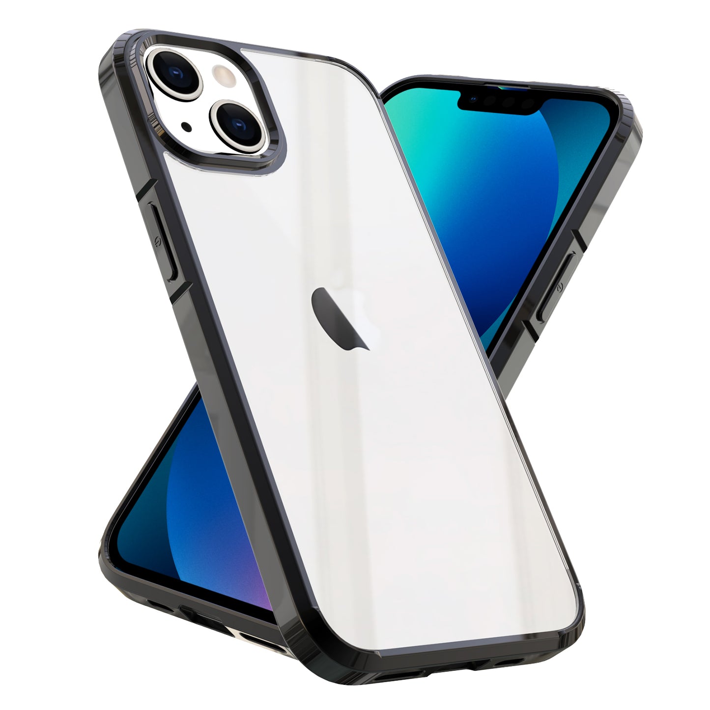 For Apple iPhone 11 (6.1") Transparent Designed Slim Thick Hybrid Hard PC Back and TPU Frame Bumper Protective Matte Black Phone Case Cover