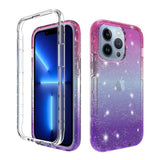 For Apple iPhone 13 Pro Max Mini Clear Gradient Glitter Bling Sparkly Hybrid Hard PC Soft TPU Bumper and Front Frame Drop Protective  Phone Case Cover