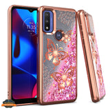 For Motorola Moto G Pure Quicksand Liquid Glitter Bling Flowing Sparkle Fashion Hybrid Rubber TPU and Chrome Plating Hard  Phone Case Cover