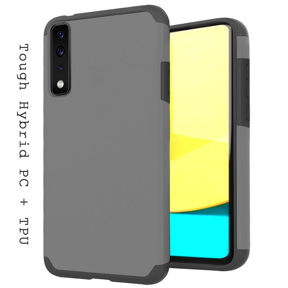 For Cricket Icon 4 Ultra Slim Shock Absorption 2in1 Tuff Hybrid Dual Layer Hard PC TPU Rubber Frame Armor Defender Gray Phone Case Cover