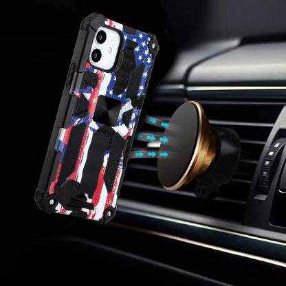 For Apple iPhone 14 Plus (6.7") Heavy Duty Hybrid Camouflage Fold Slide Kickstand [Military Grade] Rugged Protective  Phone Case Cover
