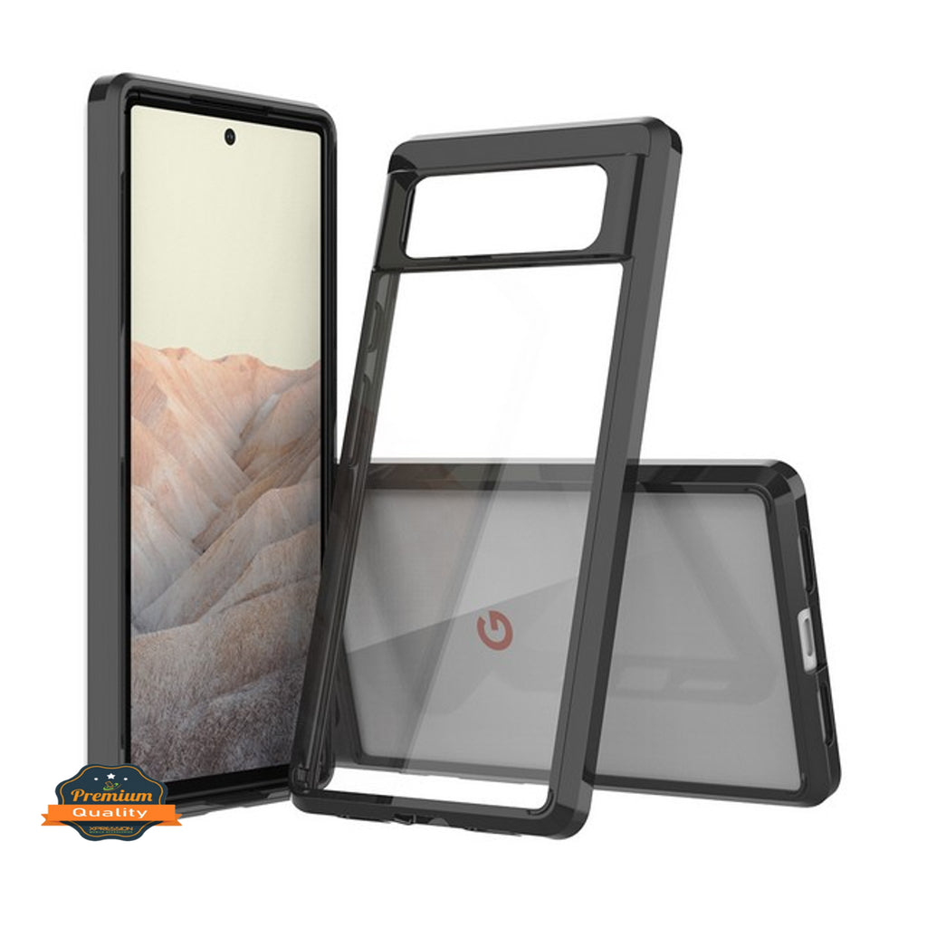 For Google Pixel 7 Pro Crystal HD Clear Back Panel PC + TPU Bumper Frame Hybrid Thin Slim Hard Shockproof Defender  Phone Case Cover