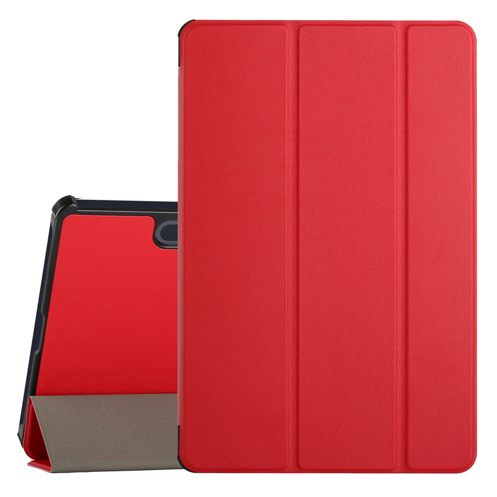 Case for Samsung Galaxy Tab S6 Lite 10.4" Thin Lightweight Trifold Stand Magnetic Closure PU Leather Hard Folio Hybrid Protective Tablet Red Tablet Cover