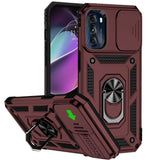 For Apple iPhone SE 3 (2022) SE/8/7 Case with Stand, Camera Lens Protection & 360° Rotate Ring, Shockproof, Soft Bumper Burgundy Phone Case Cover