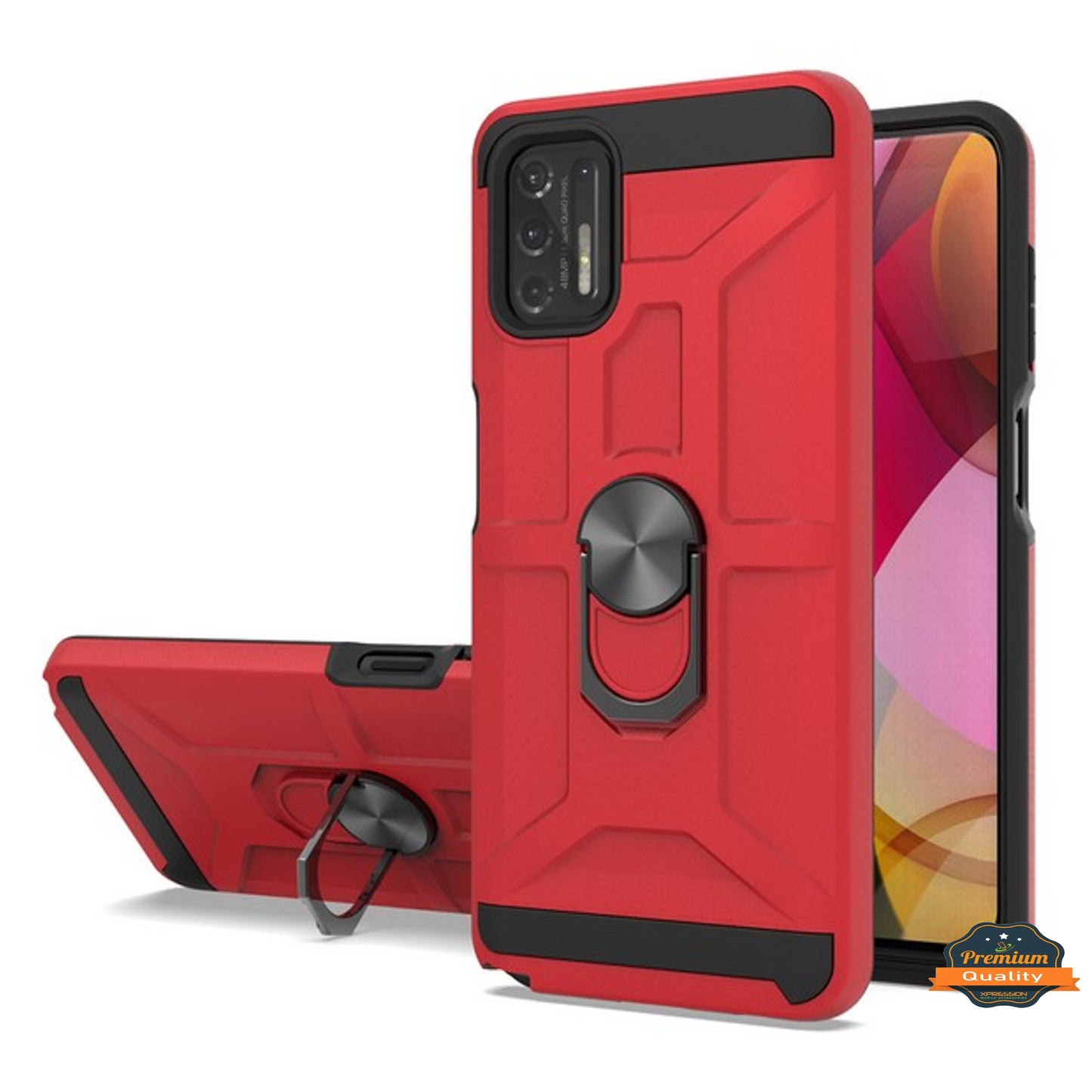 For Motorola Moto G Stylus 2021 4G Hybrid Ring Stand [360° Rotatable Ring Holder Magnetic Kickstand] Shockproof Rubber TPU  Phone Case Cover