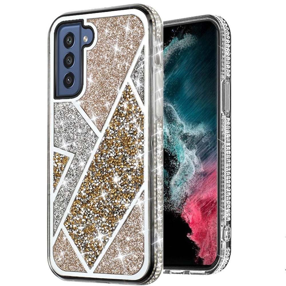 For Samsung Galaxy S22+ Plus Glitter Bling Diamond Rhinestone Sparkly Bumper Fashion Shiny Fancy Cases Hybrid Rugged  Phone Case Cover