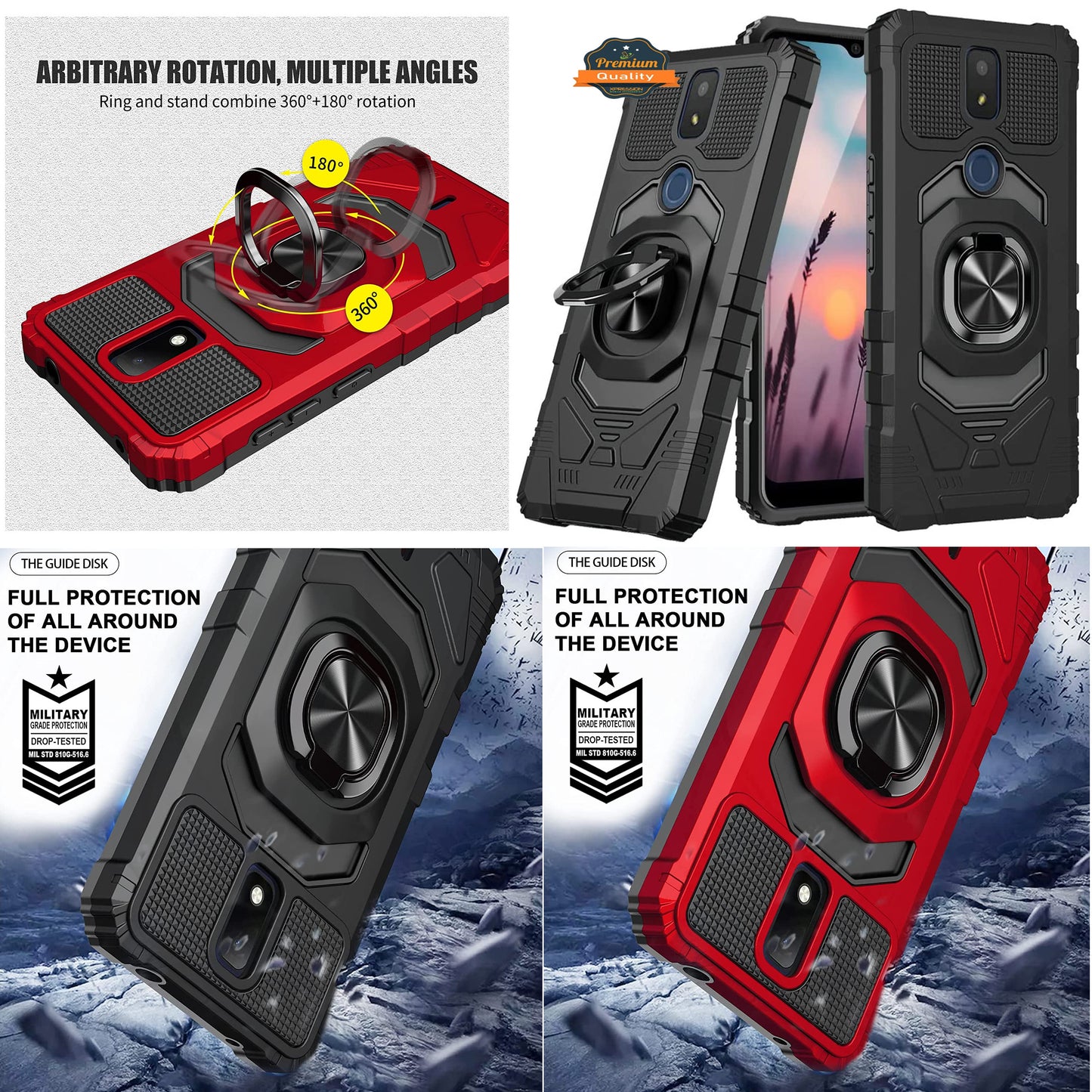 For Nokia C100 Full-Body 2in1 Magnetic Car Mount Metal Ring Holder Kickstand Heavy Duty Hybrid Armor Defender  Phone Case Cover