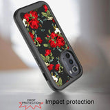 For Motorola Moto Edge 2022 Stylish Flower Design 2in1 Hybrid Armor Hard Rubber TPU Shockproof Front Frame  Phone Case Cover