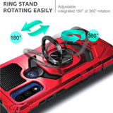For Cricket Icon 4 Armor Hybrid Stand Ring Hard TPU Rugged Protective [Military-Grade] Magnetic Car Ring Holder Red