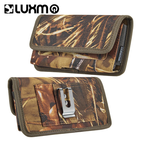Universal Horizontal Nylon Cell Phone Holster Case with Dual Credit Card Slots, Belt Clip Pouch and Belt Loop for Apple iPhone Samsung Galaxy LG Moto All Mobile phones Size 5.7" Universal Nylon [Camo Print]