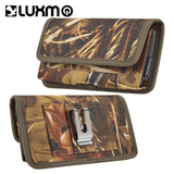 For Samsung Galaxy A02S Universal Horizontal Cell Phone Case Camo Print Holster Carrying Pouch with Belt Clip & 2 Card Slots fit Large Devices 6.3" [Camouflage]